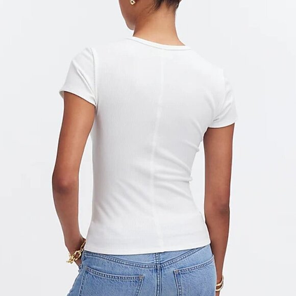 Madewell Drapey Ribbed Buttery Soft Short Sleeve Tee White Size XS NWT - Picture 2 of 9